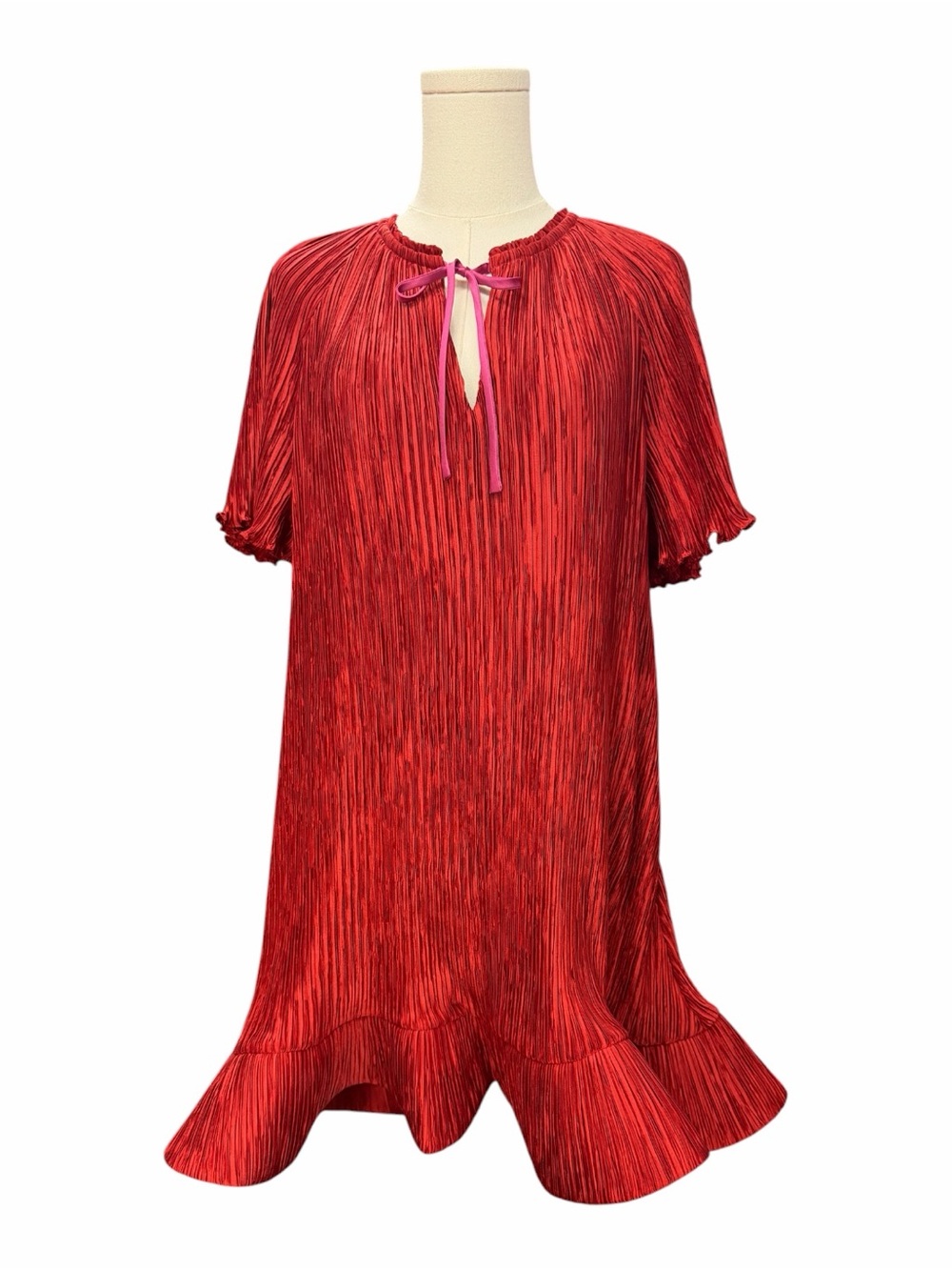 S1 SIMKHAI Plissé Ruffled Mini Dress